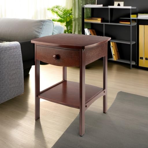 Winsome 22 x 18 x 18-Inch Wood Curved End Table/Night Stand with One Drawer, Brown (94918) - Image 5